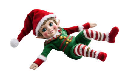 joyful christmas elf figurine isolated on white background