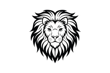 Fototapeta premium A black and white line art illustration of a lion's head.eps