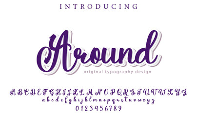 Around Font Stylish brush painted an uppercase vector letters, alphabet, typeface
