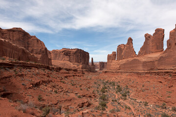 Fototapeta premium USA Arches National Park on a cloudy spring day