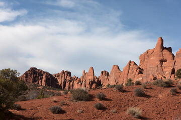 USA Arches National Park on a cloudy spring day