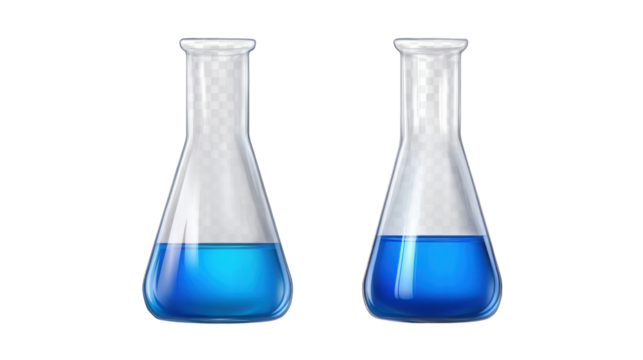 test tube with blue liquid isolated on white background