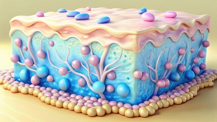 Close-up view of a healthy human skin microbiome and probiotics.