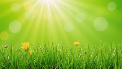 Fototapeta premium A vibrant textured representation of a lush green meadow for summer-themed print designs