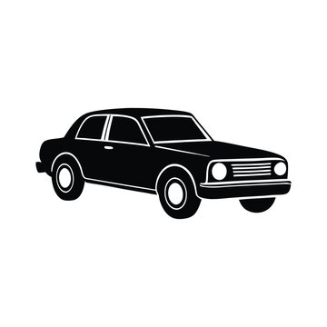recommend clip art: A classic black automobile vector, isolated, shows a vintage car design