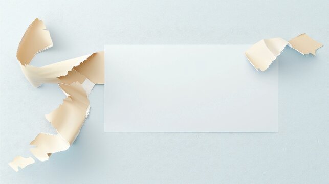 Torn paper revealing blank translucent sheet on light background for copy space in creative design projects.