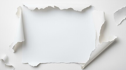 White torn paper edges create a textured frame with space for text or design, perfect for creative projects and backgrounds.
