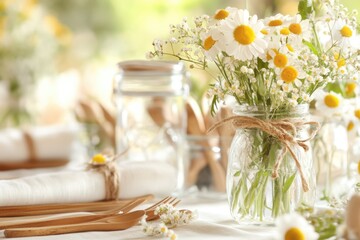 Eco Friendly Spring Decor Featuring Minimalist Floral Arrangements With Natural Elements and Inviting Atmosphere