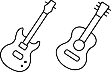 Naklejka premium Electric Guitar Icon Set – Musical Instrument & Rock Music Symbols in EPS