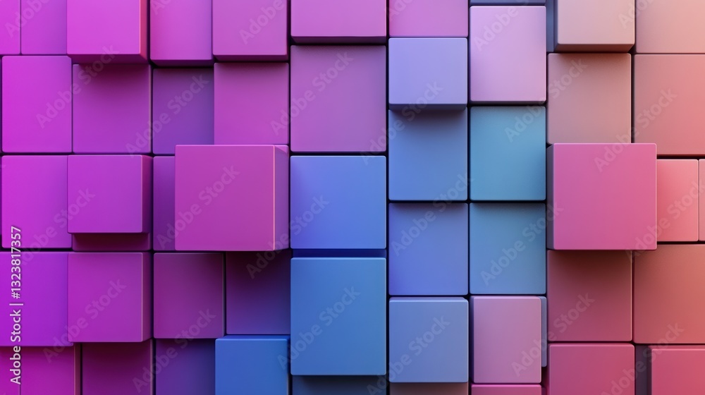 Poster abstract cubic display: an eye-catching abstract pattern, composed of numerous multi-colored cubes a