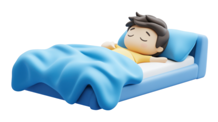 3d illustration of cartoon man sleeping peace isolated on white background
