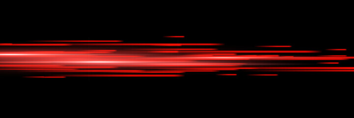 Abstract light speed effect lines on black background. Game futuristic shiny pattern with flowing bright red rays on dark. Modern technology vector illustration.