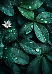 Fototapeta premium wet green leaves pattern background
