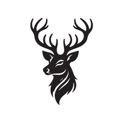 Powerful Black and White Deer Silhouette Logo