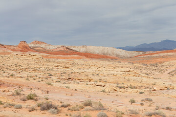 USA Nevada Valley of Fire on a cloudy spring day