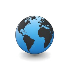 Fototapeta premium Global Sphere Icon: A captivating illustration of planet earth, highlighting continents in bold contrast against the backdrop of our vibrant blue oceans, promoting global interconnectedness.