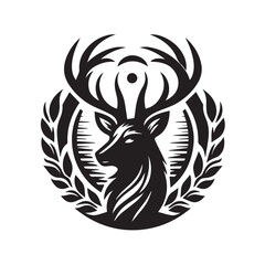 Powerful Black and White Deer Silhouette Logo