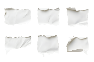 Set of torn paper tear isolated Transparent background.