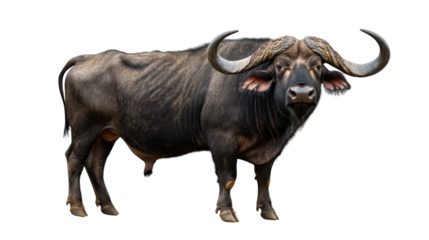 African buffalo isolated on white background