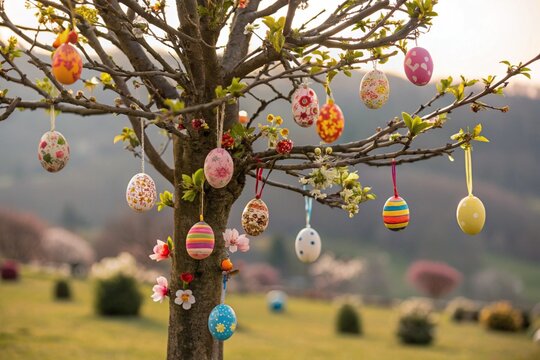 Easter eggs on a tree