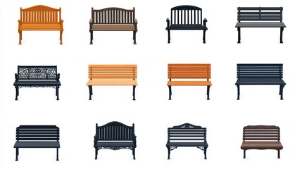 Collection of Various Park Benches Designs: A Visual Guide to Outdoor Seating