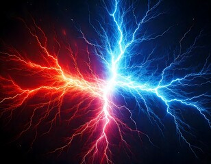 Obraz premium 光 衝突 赤 青 雷
