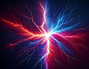 Obraz premium 光 衝突 赤 青 雷