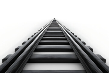 Fototapeta premium Infinite Railway Tracks Perspective on White Background