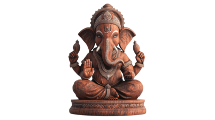 Ganesh indian God statue isolated on white background