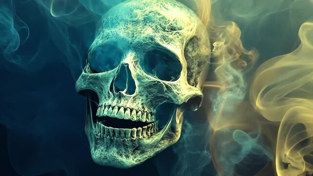 Mystical Skull Enveloped in Ethereal Smoke - Powered by Adobe