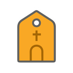 Fototapeta premium Yellow small church icon with arched door