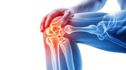 Knee pain x ray isolated on white background