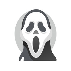 Scary masked ghost with open mouth
