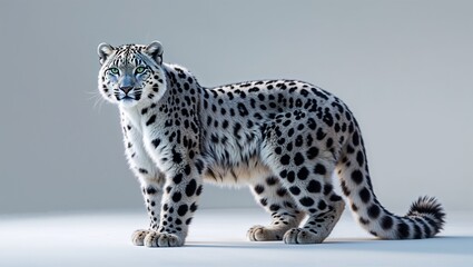 Obraz premium Majestic snow leopard standing gracefully in a studio setting