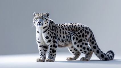 Fototapeta premium Majestic snow leopard standing gracefully in studio setting