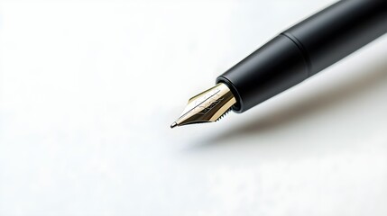 Fototapeta premium White background with a single black pen, clean and professional, symbolizes writing and creativity.