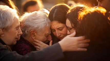 Friends and family share a heartfelt embrace after breaking the Yom Kippur fast in a warm gathering