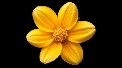 Obraz premium Closeup of vibrant yellow flower blossom against dark contrast background