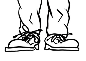  Illustration of a man wearing a pair of shoes with laces