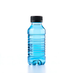 Fototapeta premium Refreshing blue water bottle studio setting product photography minimalist background close-up view hydration concept