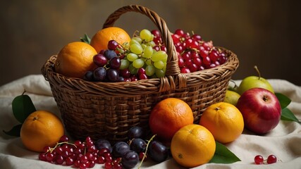 Abundant harvest, A still life composition with fresh seasonal fruits
