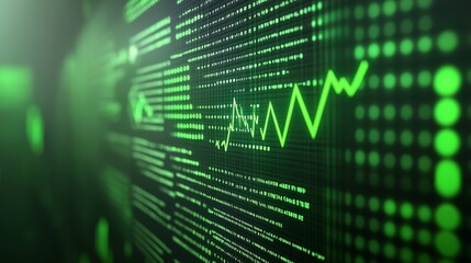 Obraz premium Flowing green binary code on computer screen visual representation of data green