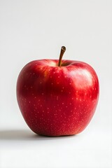 White background with a single apple, natural texture, symbolizes health and simplicity.