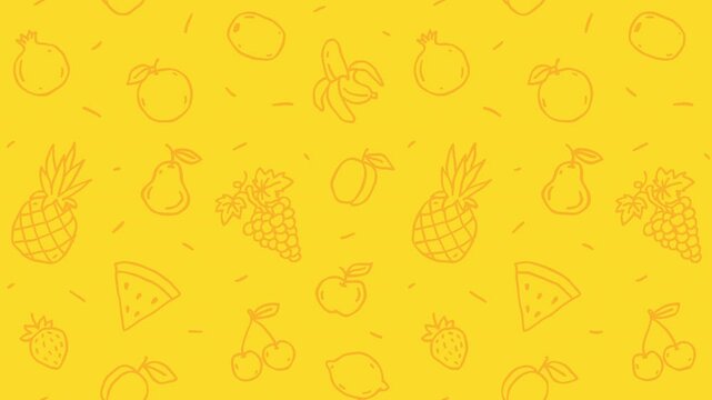 Doodle pattern fruits and berries lines