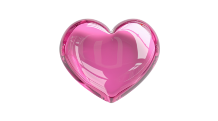 Glossy pink heart showing love and affection on transparent background