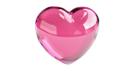 Pink glassy heart showing love and romance on transparent background