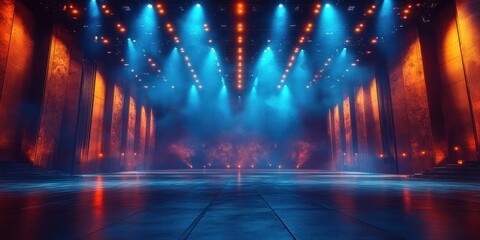 Vibrant Blue Spotlights Dynamic Concert Stage Illumination Lighting Test