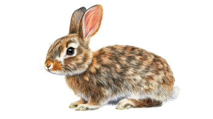Furry rabbit isolated on white background