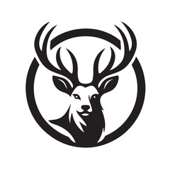 Fototapeta premium Black and White Deer Silhouette Logo