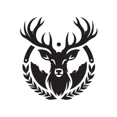 Obraz premium Black and White Deer Silhouette Logo